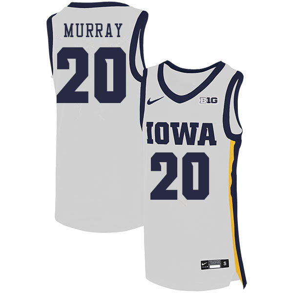 Men #20 Kris Murray Iowa Hawkeyes College Basketball Jerseys Sale-White